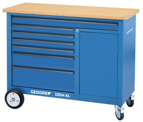 GEDORE 1504 XL Roller workbench 1.25 m wide with 7 drawers