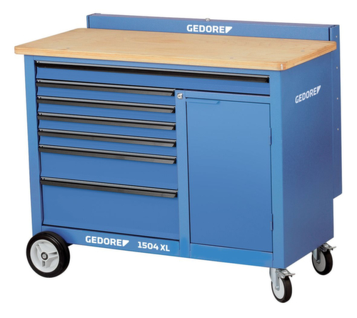 GEDORE 1504 XL Roller workbench 1.25 m wide with 7 drawers