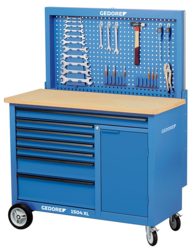 GEDORE 1504 XL Roller workbench 1.25 m wide with 7 drawers
