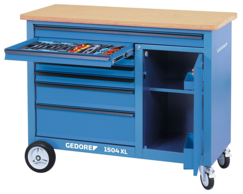 GEDORE 1504 XL Roller workbench 1.25 m wide with 7 drawers