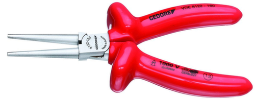 GEDORE VDE 8122-160 VDE round nose pliers with dipped insulation 160 mm