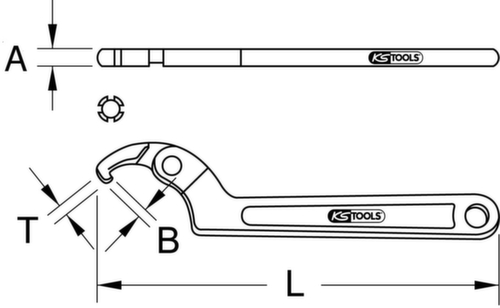 KS Tools Hinged hook wrench