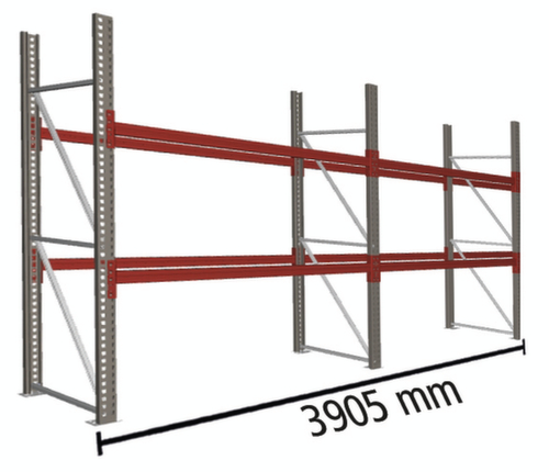 META Pallet rack MULTIPAL for 12 pallets, 3905 mm wide, 2 storage levels