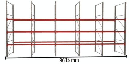 META Pallet rack MULTIPAL for 40 pallets, 9635 mm wide, 4 storage levels