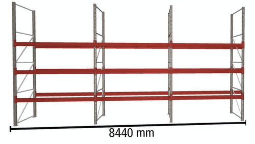 META Pallet rack MULTIPAL for 36 pallets, 8440 mm wide, 4 storage levels