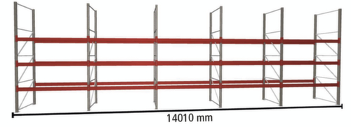 META Pallet rack MULTIPAL for 60 pallets, 14010 mm wide, 4 storage levels