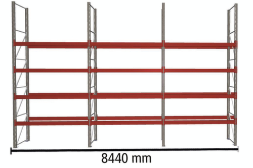 META Pallet rack MULTIPAL for 30 pallets, 8440 mm wide, 5 storage levels