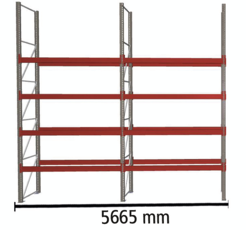 META Pallet rack MULTIPAL for 30 pallets, 5665 mm wide, 5 storage levels