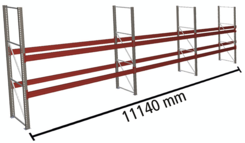 META Pallet rack MULTIPAL for 36 pallets, 11140 mm wide, 3 storage levels