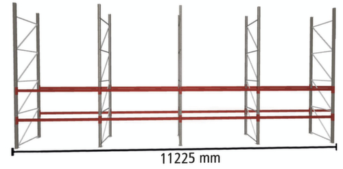META Pallet rack MULTIPAL for 24 pallets, 11225 mm wide, 3 storage levels