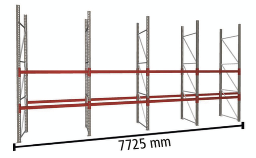 META Pallet rack MULTIPAL for 36 pallets, 7725 mm wide, 3 storage levels