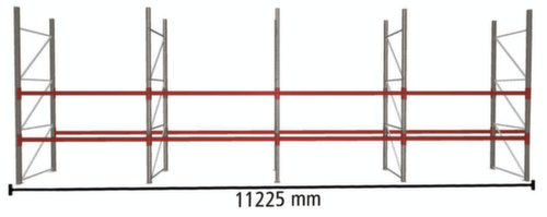 META Pallet rack MULTIPAL for 36 pallets, 11225 mm wide, 3 storage levels