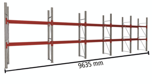 META Pallet rack MULTIPAL for 15 pallets, 9635 mm wide, 3 storage levels