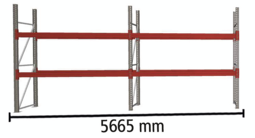META Pallet rack MULTIPAL for 12 pallets, 5665 mm wide, 3 storage levels