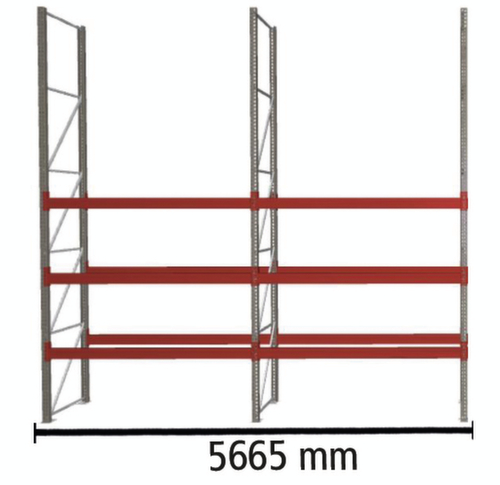 META Pallet rack MULTIPAL for 16 pallets, 5665 mm wide, 4 storage levels