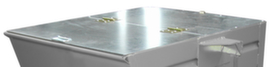 Hinged lid for tipping containers