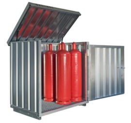 Gas cylinder depot with hinged roof