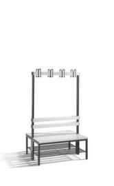 C+P Changing room bench black-grey with hooks and wooden slats