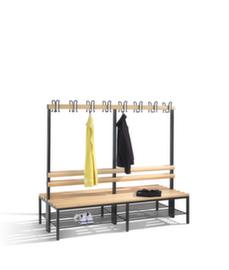 C+P Changing room bench black-grey with hooks and wooden slats