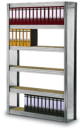 regalwerk Chipboard boltless shelving with solid sheet metal walls