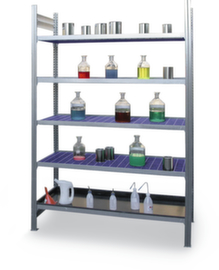 Hazardous goods shelving for small containers