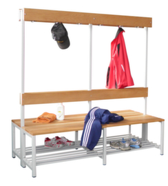 PAVOY Changing room bench Basis light gray with wooden slats