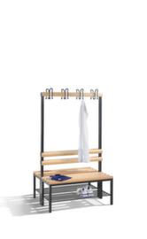 C+P Changing room bench with hooks and wooden slats