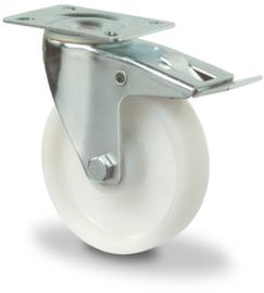 Plastic BS-ROLLEN swivel castor with double stop