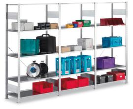 META Push-in shelving add-on bay with stop edge