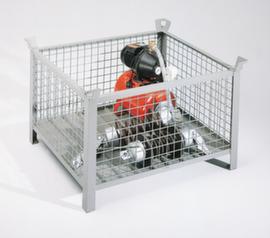 Mesh container with sheet metal base