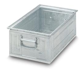 Stacking box made of sheet steel