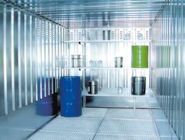 Shelving set with 3 grating levels