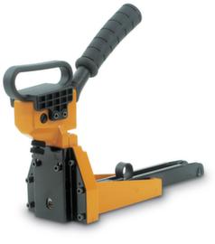 Carton stapler with hand lever
