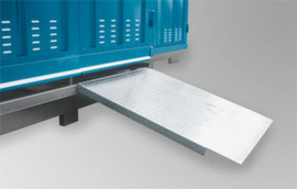 Ramp for trolley for Hazardous material container