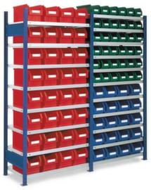 Kappes Push-in shelving with open fronted storage bins