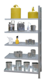 Hazardous goods shelving for small containers