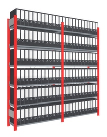 File shelving, 6 Shelves, stands RAL3000 Fire red