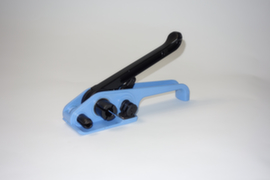 Tensioner for polyester strapping
