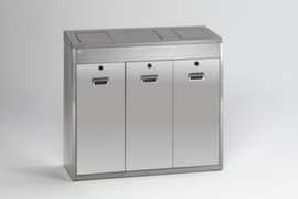 Stainless steel recycling collection station, 3 x 48 l