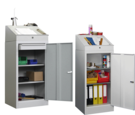 PAVOY Desk cabinet light gray with 2 shelves