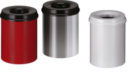 Self-extinguishing steel waste bin