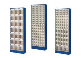 Magazine cabinet with hinged boxes