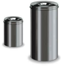 Self-extinguishing stainless steel wastepaper basket