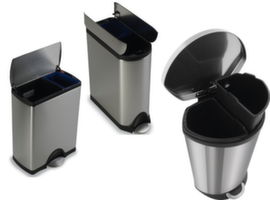Stainless steel pedal garbage can with 2 collection units