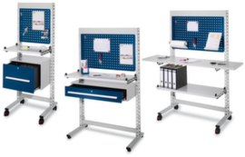 Kappes Standing workstation RasterPlan® with perforated worktop and hygiene equipment