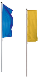 Flagpole with hoisting device inside and ground sleeve
