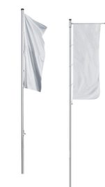 Flagpole with hoisting device inside with hand crank