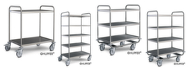 Hupfer Stainless steel shelf trolley with anti-drumming mats