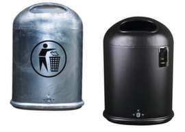 Oval litter garbage can for outdoor use