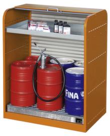 Drum cabinet with roller shutter door